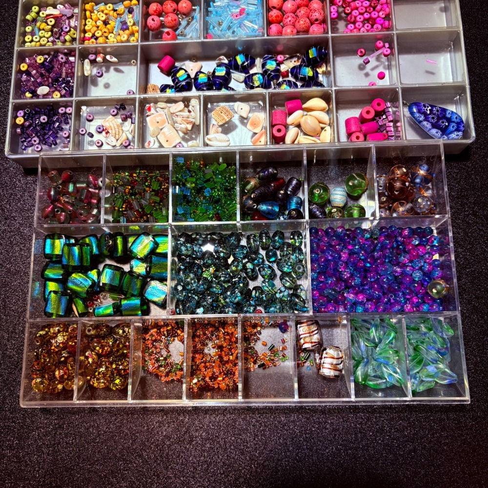 Iridescent glass beads variety bundle arts crafts jewelry making colorful bundle